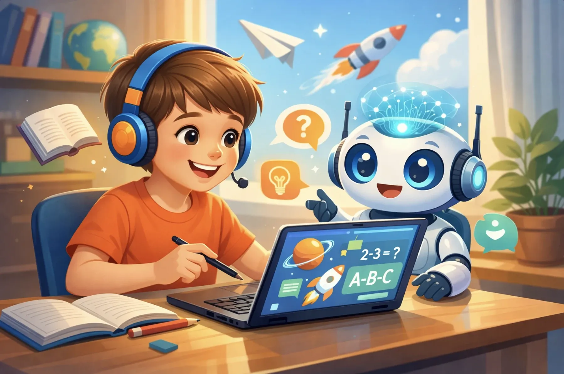 AI-помічник підтримує дитину під час навчання