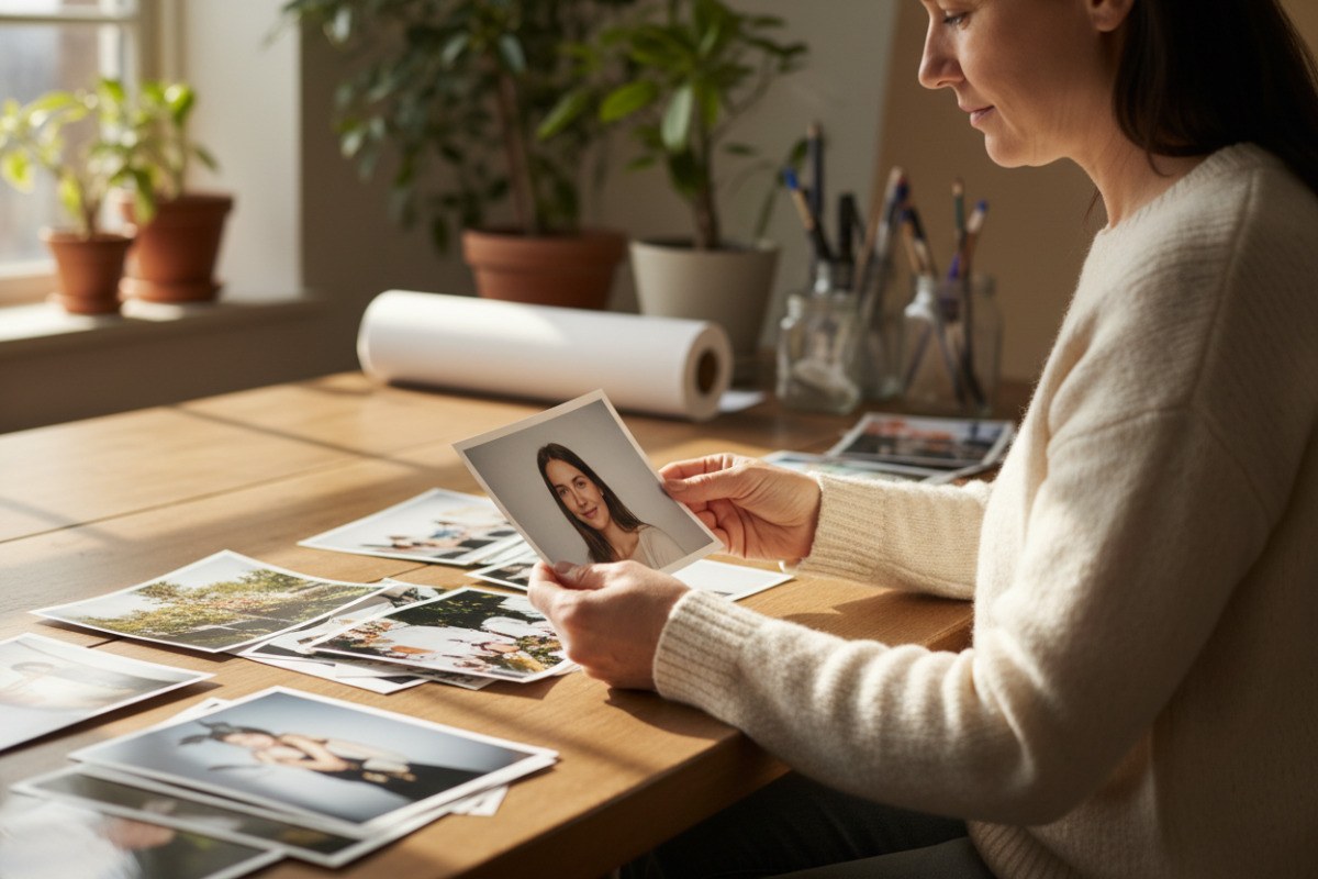 Creator selecting a clear single-subject portrait for a craft project
