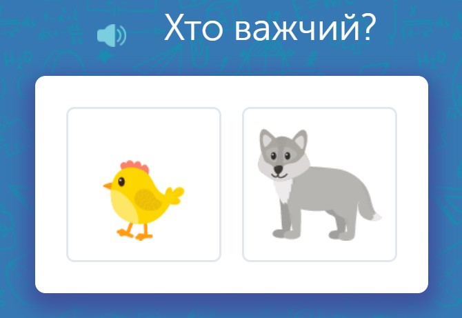 Жовте курча та сірий вовк зображені у двох окремих квадратах
