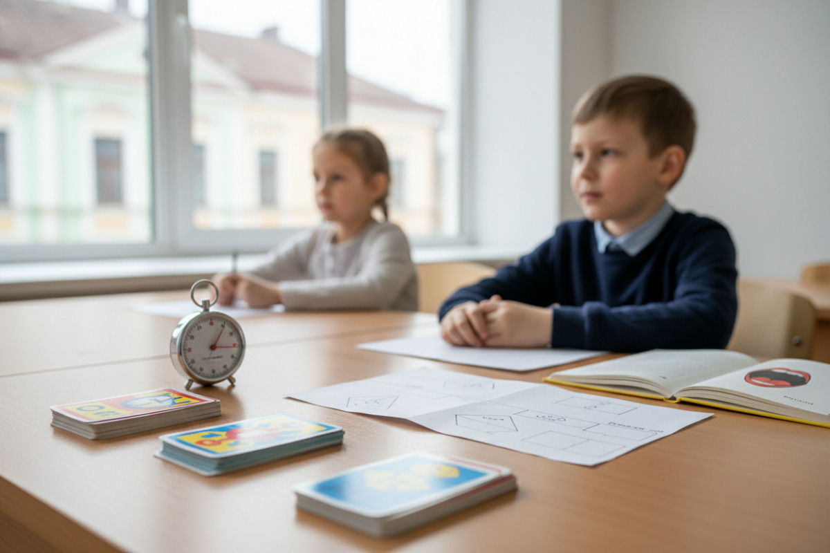 Приклади простих інструментів, які допомагають закріплювати правила: підкреслення, картки, план, читання вголос і таймер