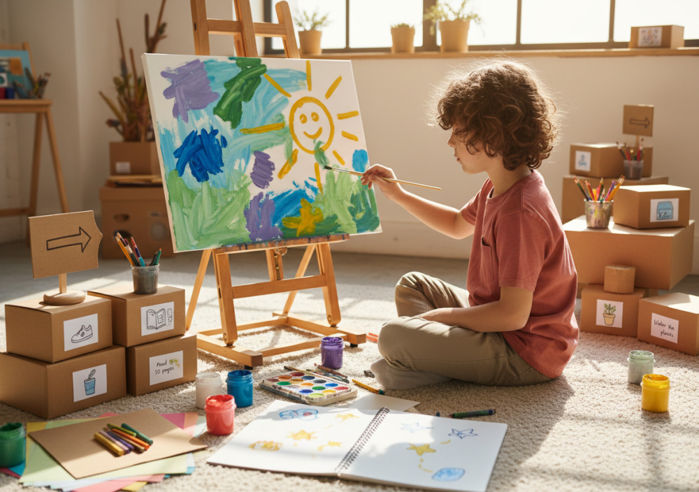 Дитина виконує творчу вправу з самооцінки