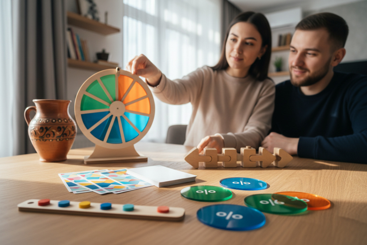 Приклади наочних інструментів для коротких щоденних тренувань: числова пряма, картки, відсотки, порядок дій та колесо