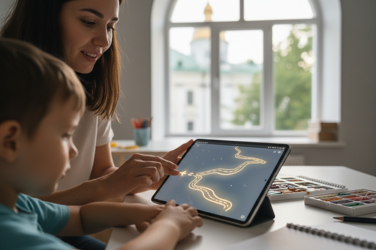 Короткі штрихи й доріжки — м’який місток до письма.