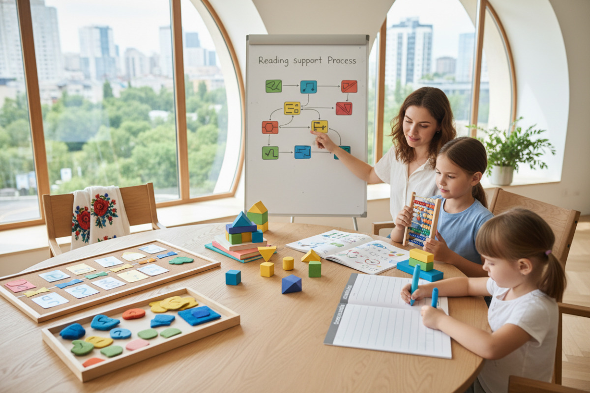 Приклади підтримки процесу: читання, математика, мікроплан, мовні вправи та комфортне письмо