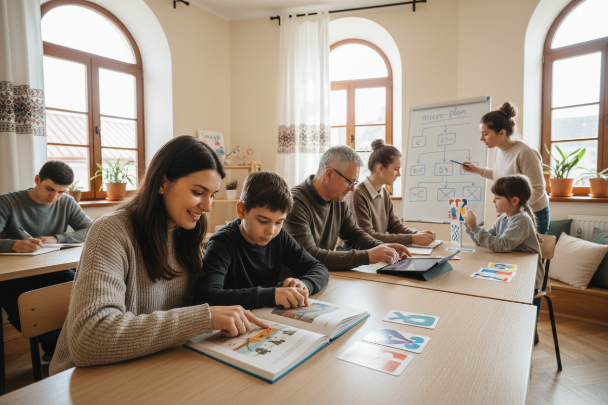Приклади підтримки процесу: читання, математика, мікроплан, мовні вправи та комфортне письмо