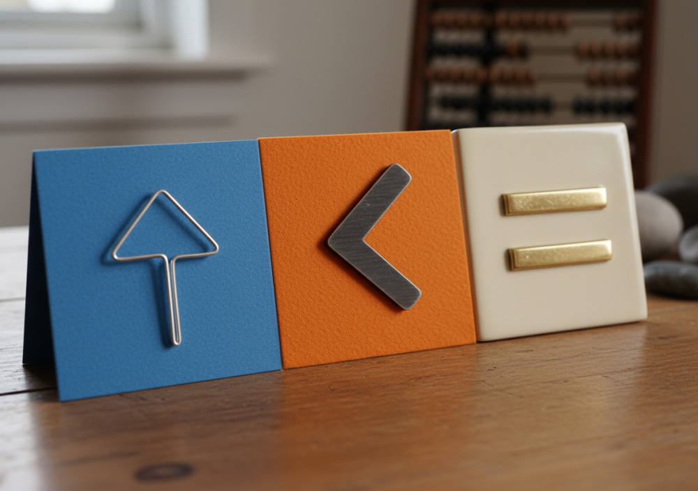 Знаки більше менше дорівнює на картках