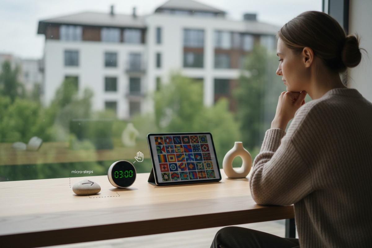 П’ять візуальних підказок, які допомагають почати: мікрокроки, таймер, опора на зразок і прості позначення