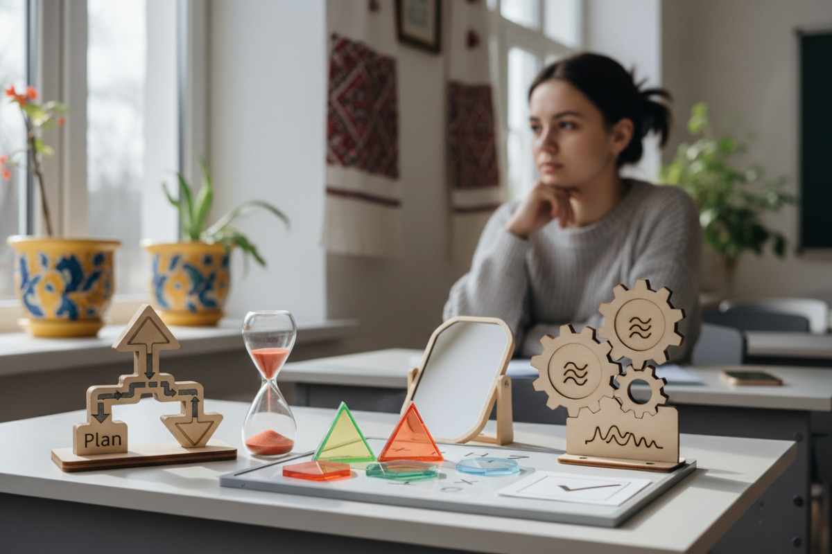 П’ять простих опор: таймер, план, наочність у математиці, кроки аналізу в граматиці та самоперевірка