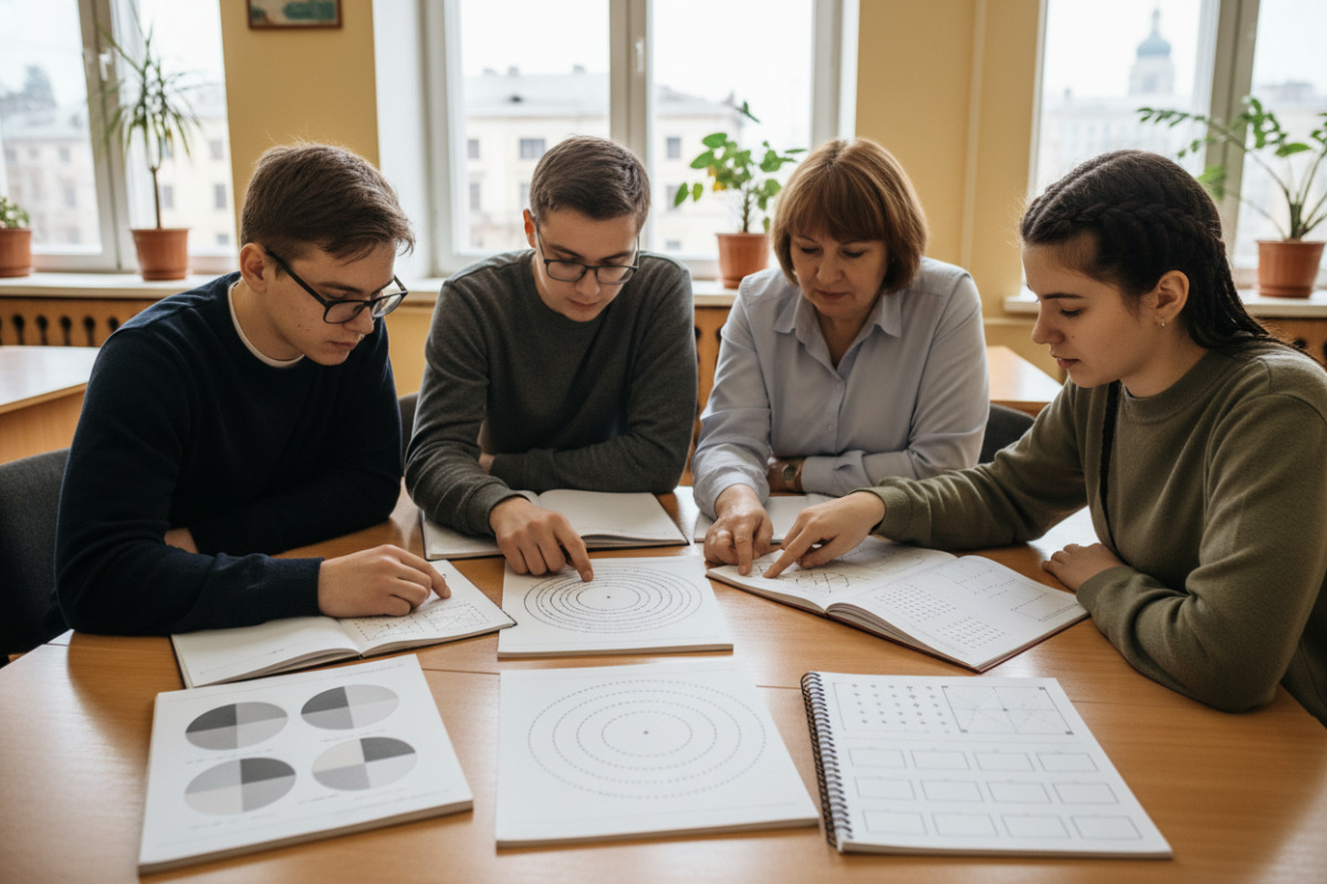Візуальні підказки для тренування множення: таблиця, зошитні приклади, дроби, округлення та короткі тести