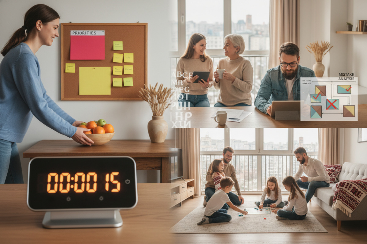 П’ять ситуацій, які допомагають утримувати ритм: таймер, пріоритети, аналіз помилок, коротка англійська та сімейна