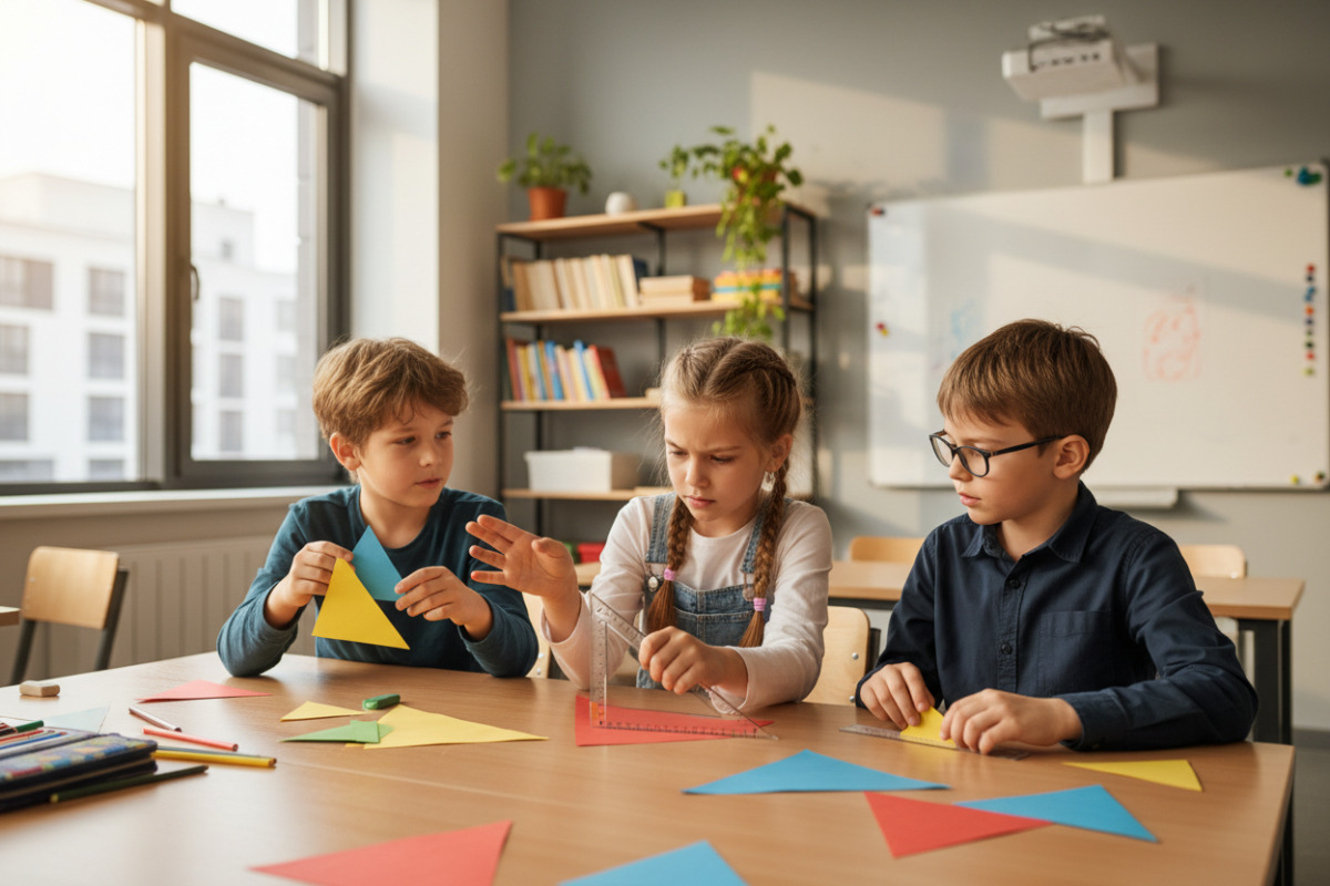 Приклади навчальних ситуацій, у яких діти вчаться розпізнавати тупокутний трикутник і порівнювати кути