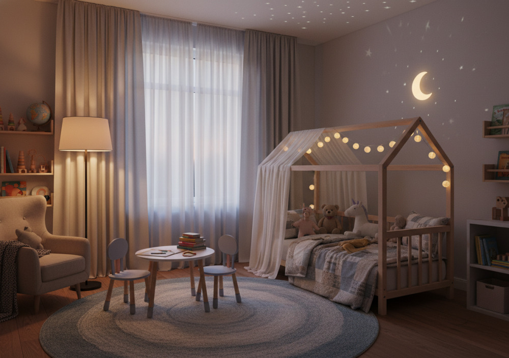 Затишна дитяча кімната ввечері
