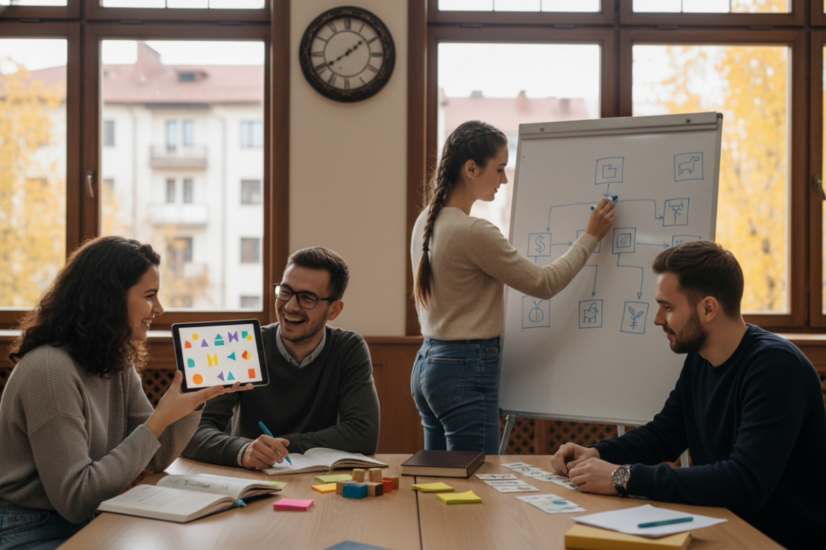 Короткі повторення, практика, ігрові завдання та підсумки формують спокійний і результативний навчальний ритм