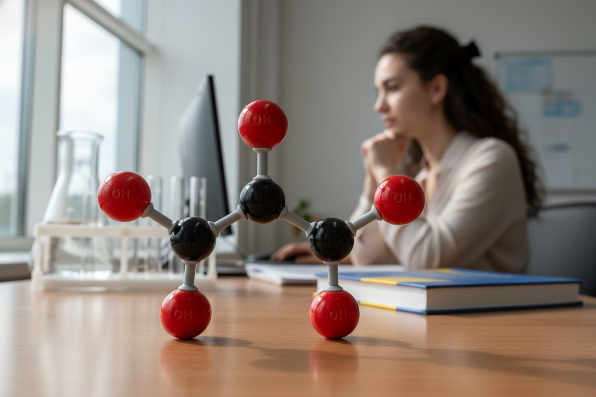 Формула гліцеролу та розташування трьох гідроксильних груп