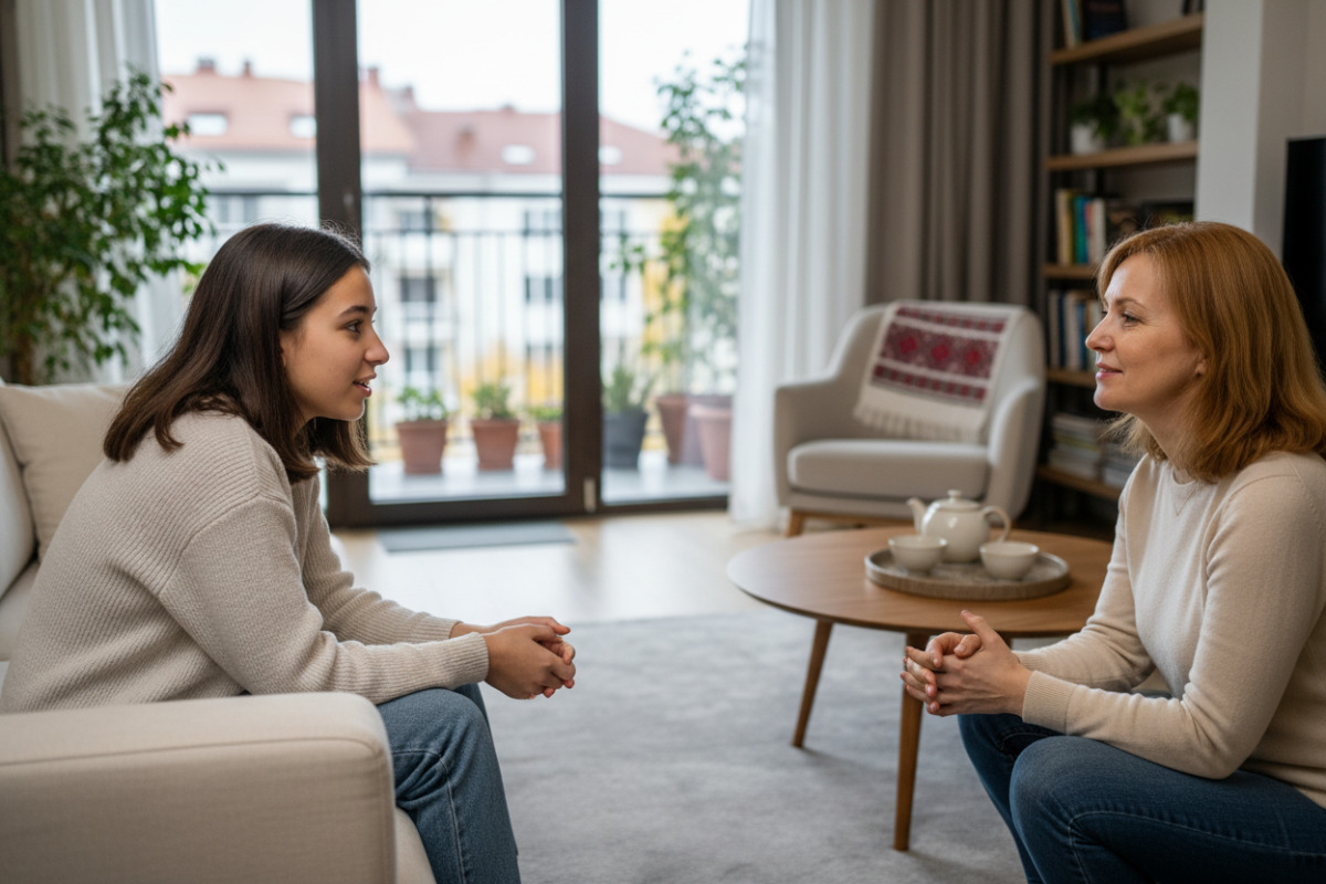 Спокійна розмова вдома допомагає підлітку точніше висловлювати думки.