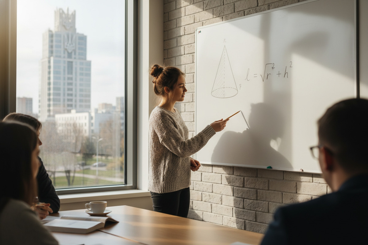 формула l = √(r² + h²) для прямого конуса