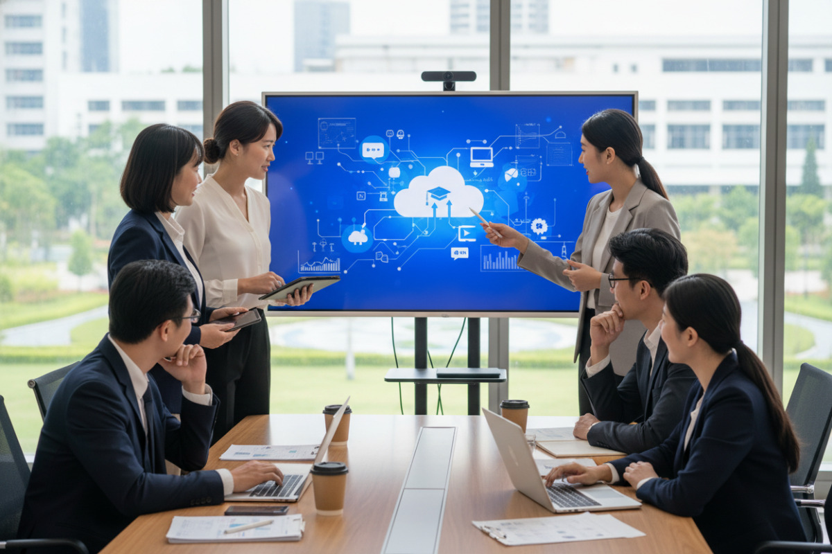 Група вчителів обговорює використання цифрових ресурсів у школі