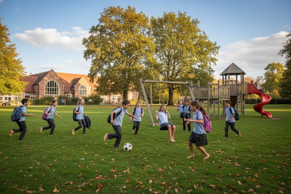 Діти гуляють на свіжому повітрі після школи