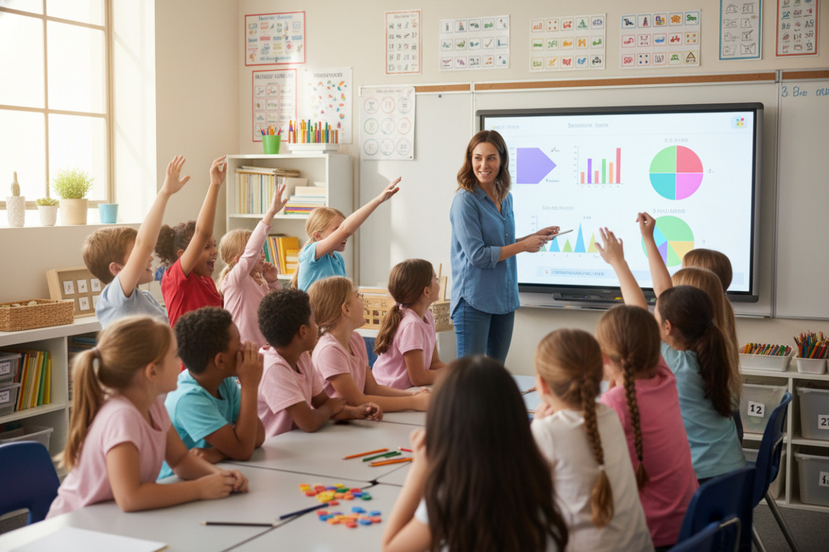 Учитель із класом обговорює результати математичної гри