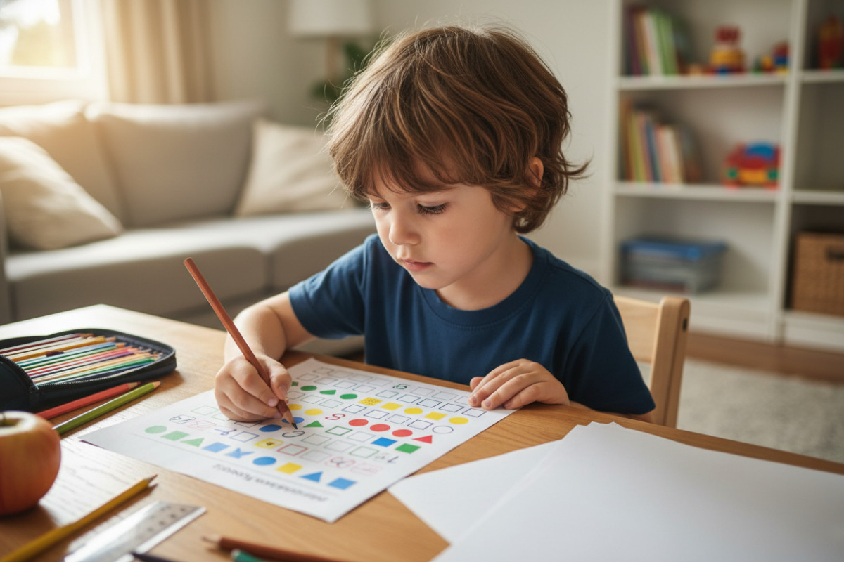 Дитина розвʼязує завдання на послідовності вдома
