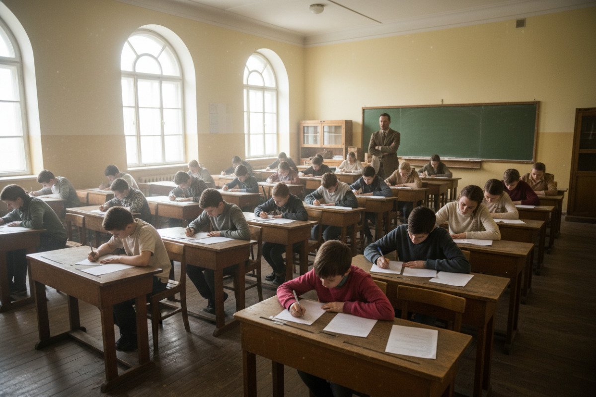 Учні пишуть тест у класі під час традиційного іспиту