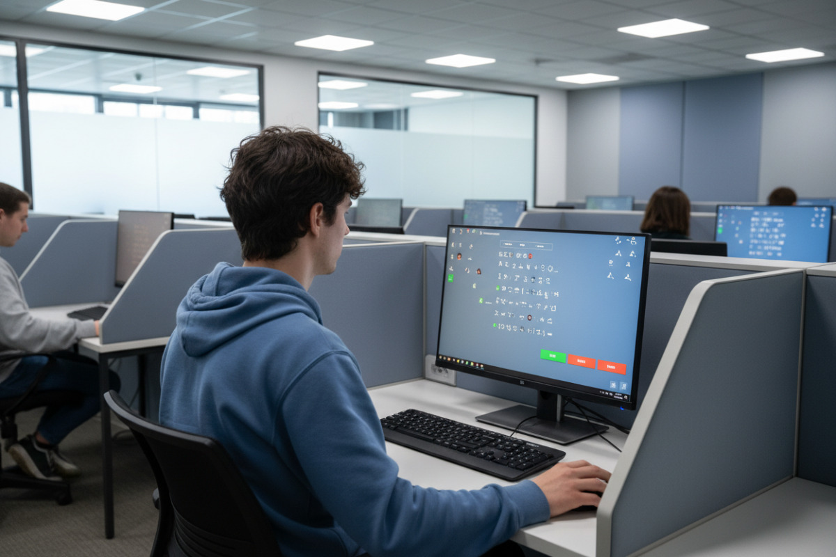 Абітурієнт складає тест за комп’ютером у спеціальному центрі