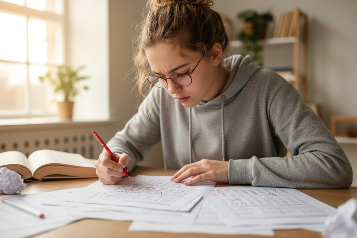Учениця переглядає помилки у тренувальних тестах