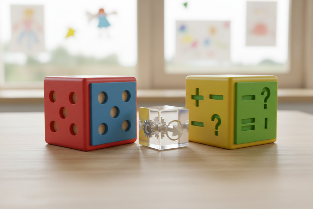 Кубики для показу дій додавання і віднімання