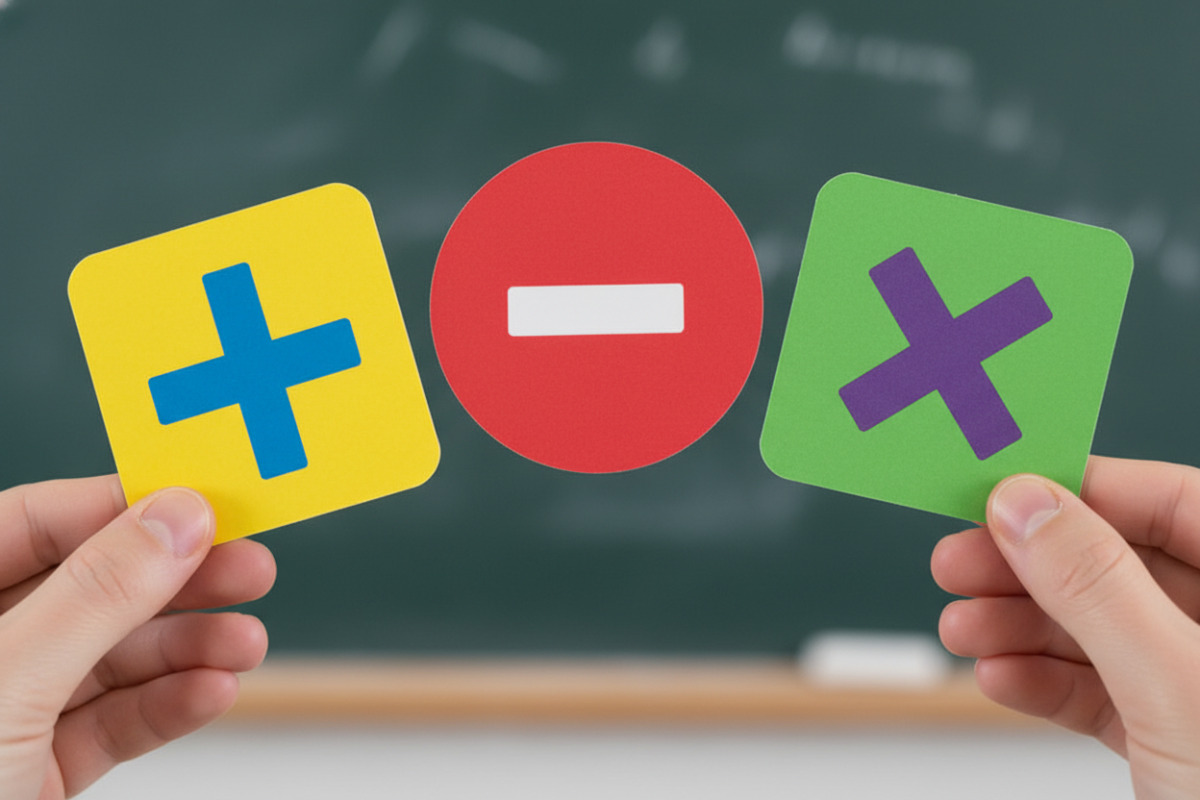 Кольорові картки зі знаками плюс і мінус для підказки