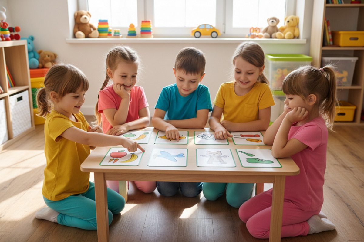 Діти грають у гру на пошук зайвого слова