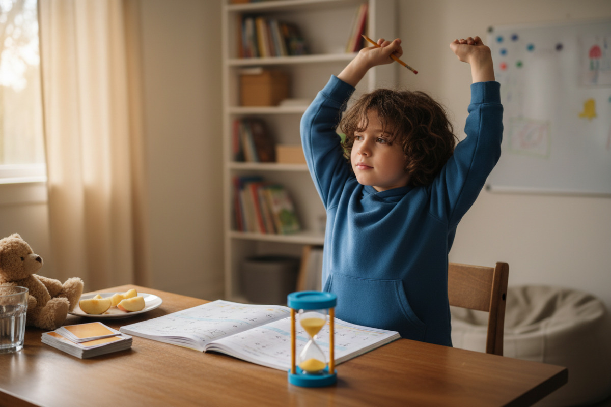 Дитина робить домашнє завдання короткими підходами