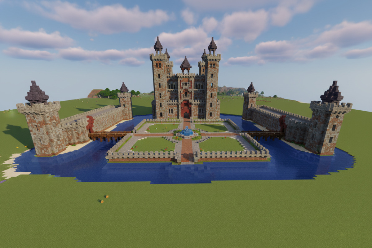 скріншот навчального проєкту: побудова симетричної споруди у Minecraft