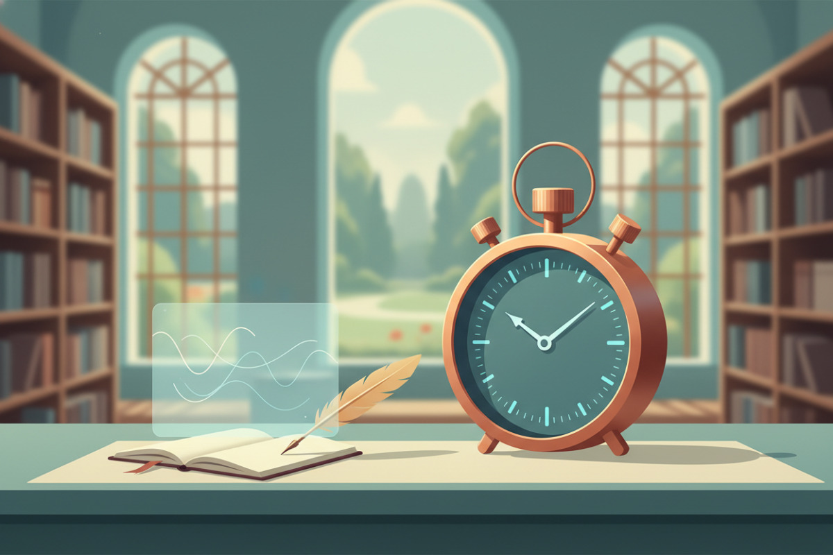 Таймер і коротке завдання допомагають утримати спокійний темп письма.