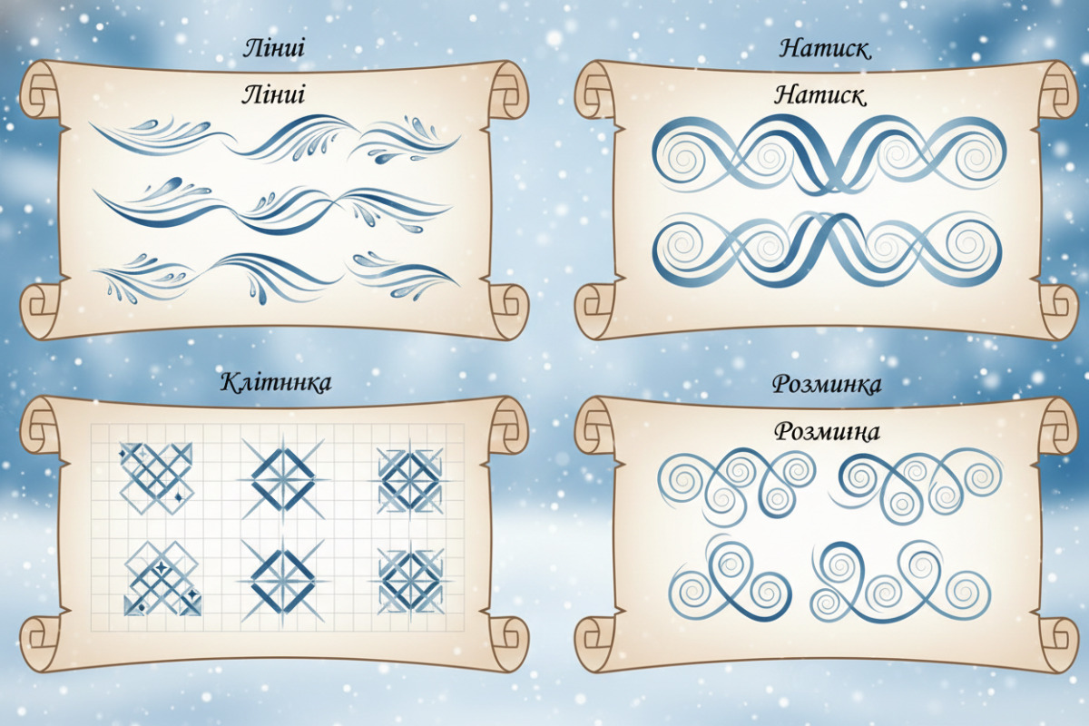 Приклади зимових міні-завдань для каліграфії: лінії, натиск, клітинка, розминка та короткі змістовні тексти
