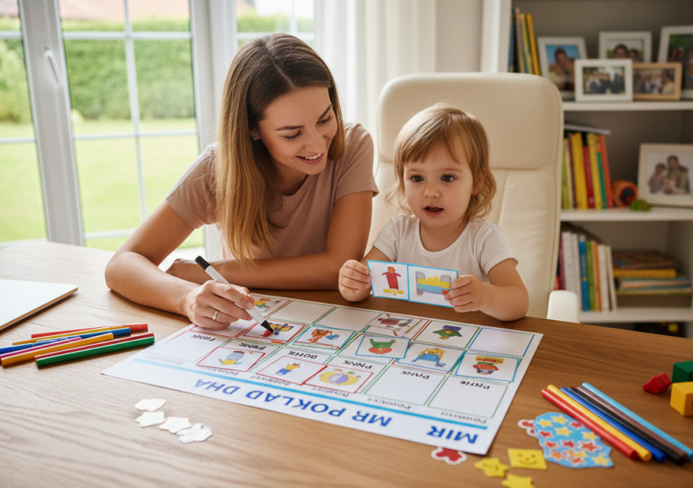 Мама з дитиною разом складають розклад дня