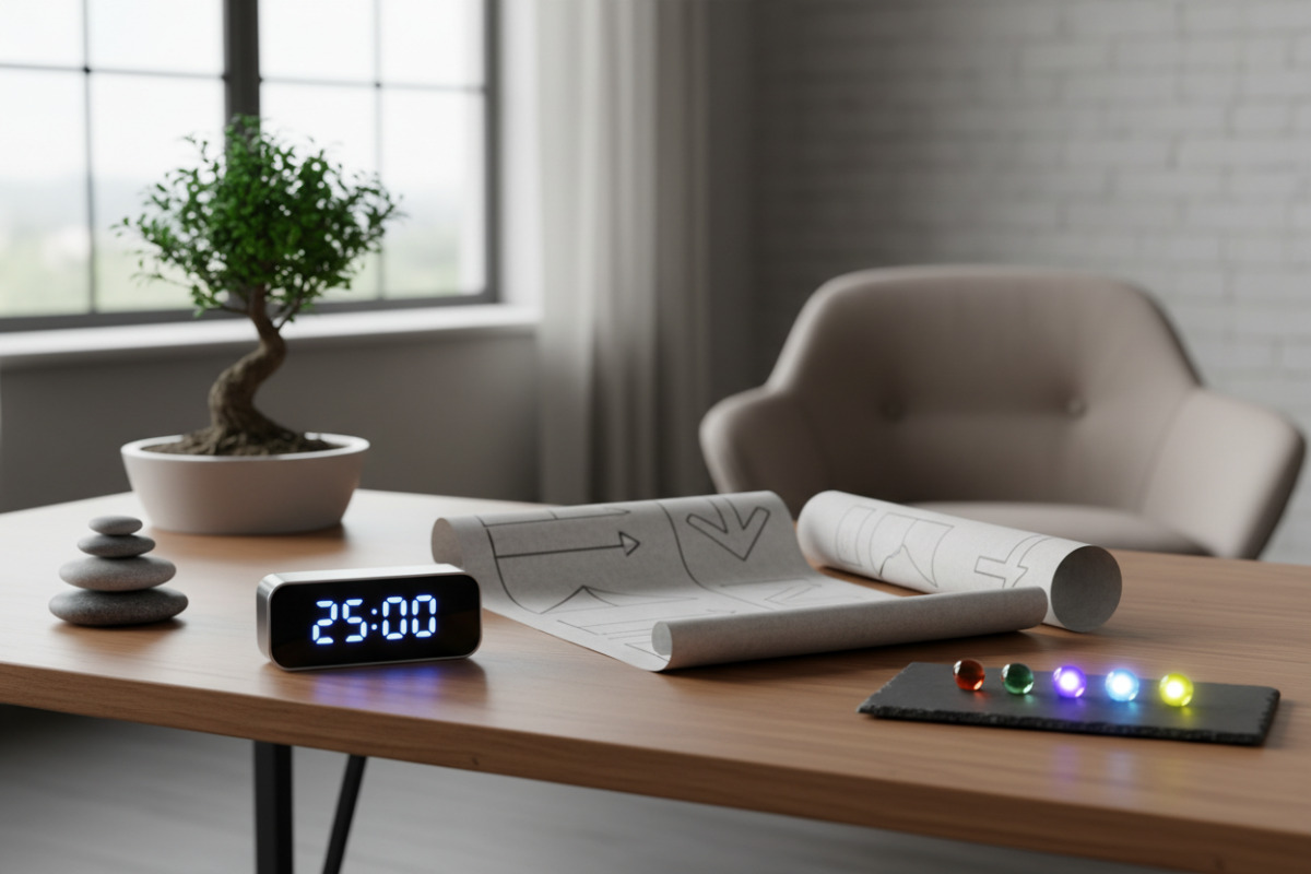 Ідеї для фокусу й самоконтролю: таймер, план, порядок на столі, перерви та відмітки прогресу