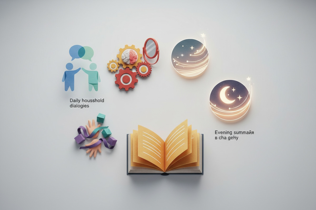 Ідеї щоденних мікровправ для мовлення: побутові діалоги, ігри на самоконтроль, читання, моторика й вечірні підсумки дня