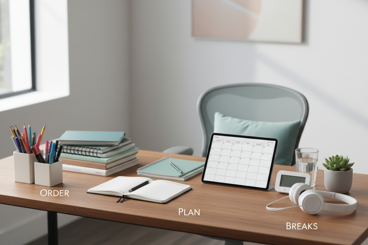 Приклади простих рішень, які допомагають робити домашнє у 8 класі спокійніше: порядок, план, таймер, перерви та