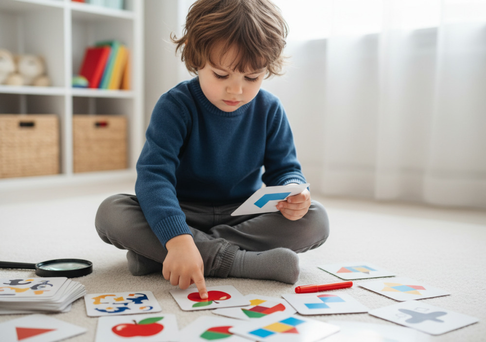 Дитина шукає помилки в картках