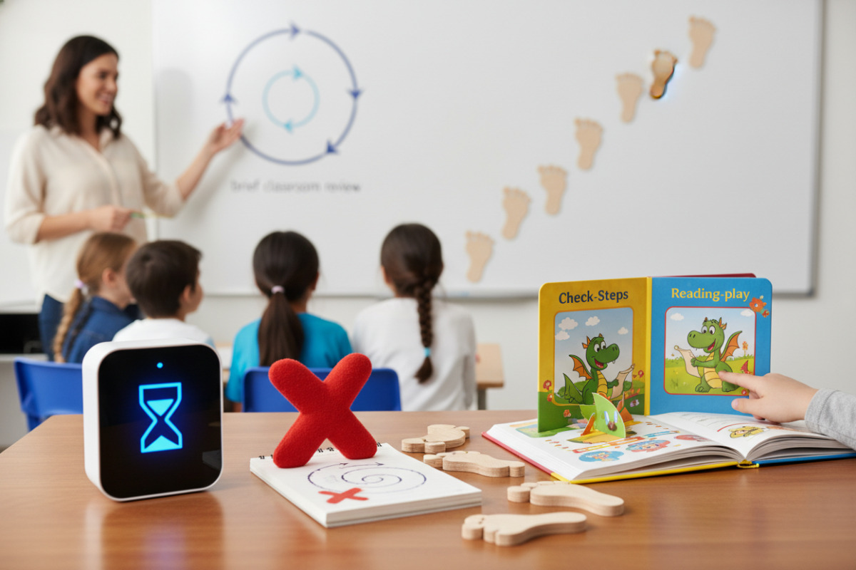 Приклади м’якого закріплення: таймер, одна помилка, кроки перевірки, читання-гра і коротке повторення в класі