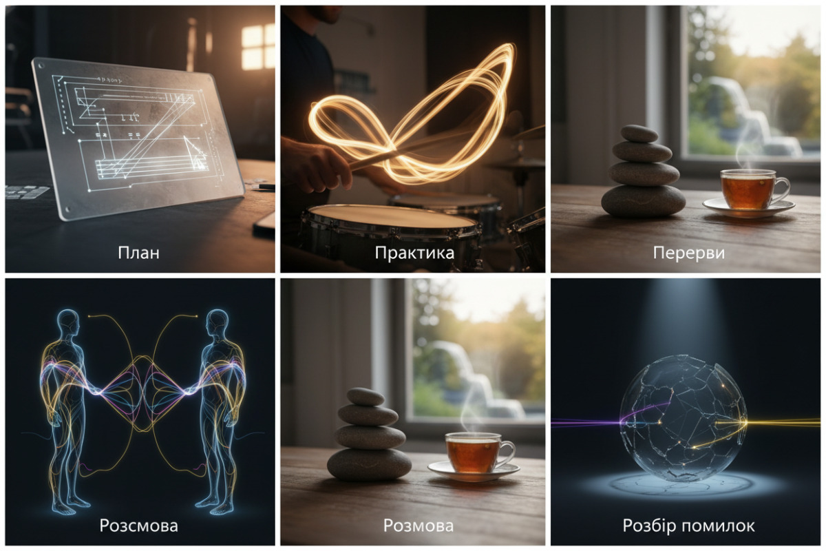 П’ять ситуацій, які підтримують ритм: план, практика, перерви, розмова і розбір помилок