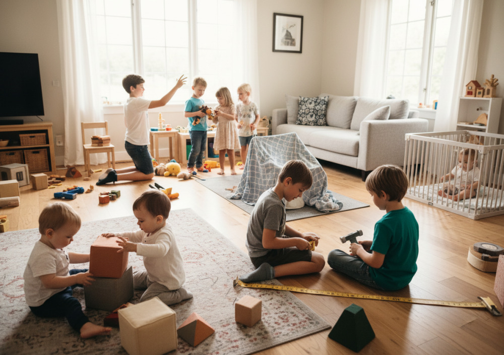 Діти різного віку виконують щоденні ритуали вдома