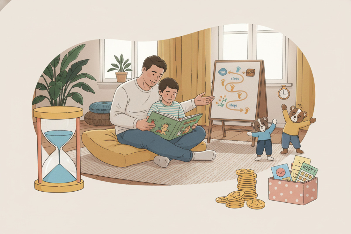 Приклади підтримувальної рутини: читання разом, таймер, план кроків, рухові паузи та підкріплення зусиль