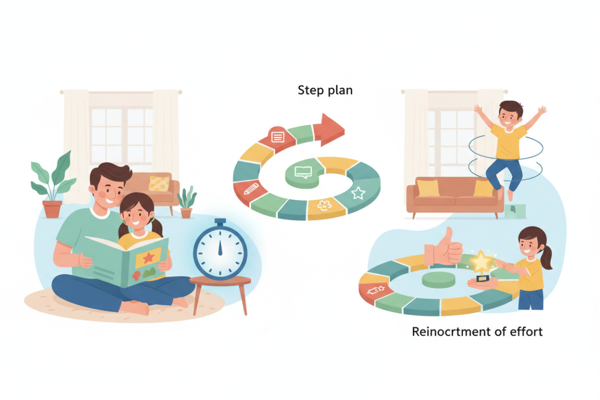 Приклади підтримувальної рутини: читання разом, таймер, план кроків, рухові паузи та підкріплення зусиль