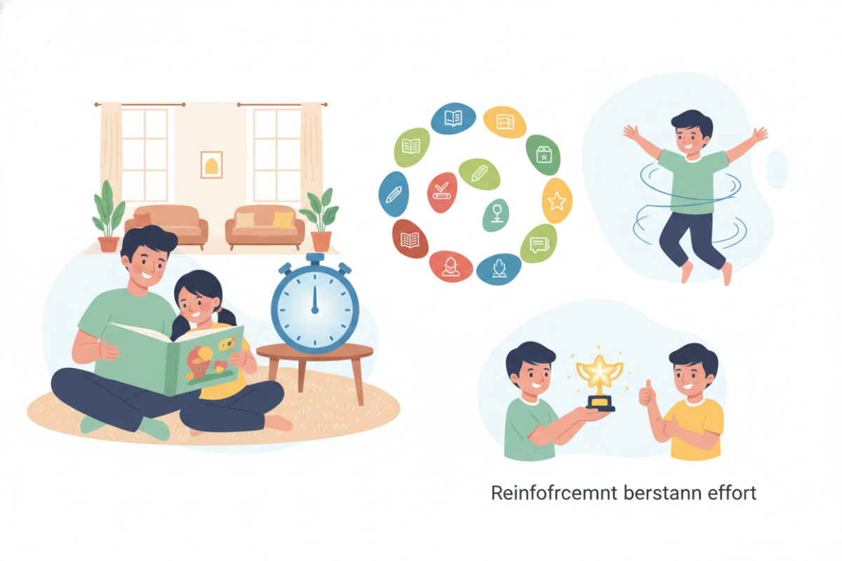 Приклади підтримувальної рутини: читання разом, таймер, план кроків, рухові паузи та підкріплення зусиль