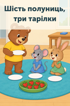 Шість полуниць, три тарілки
